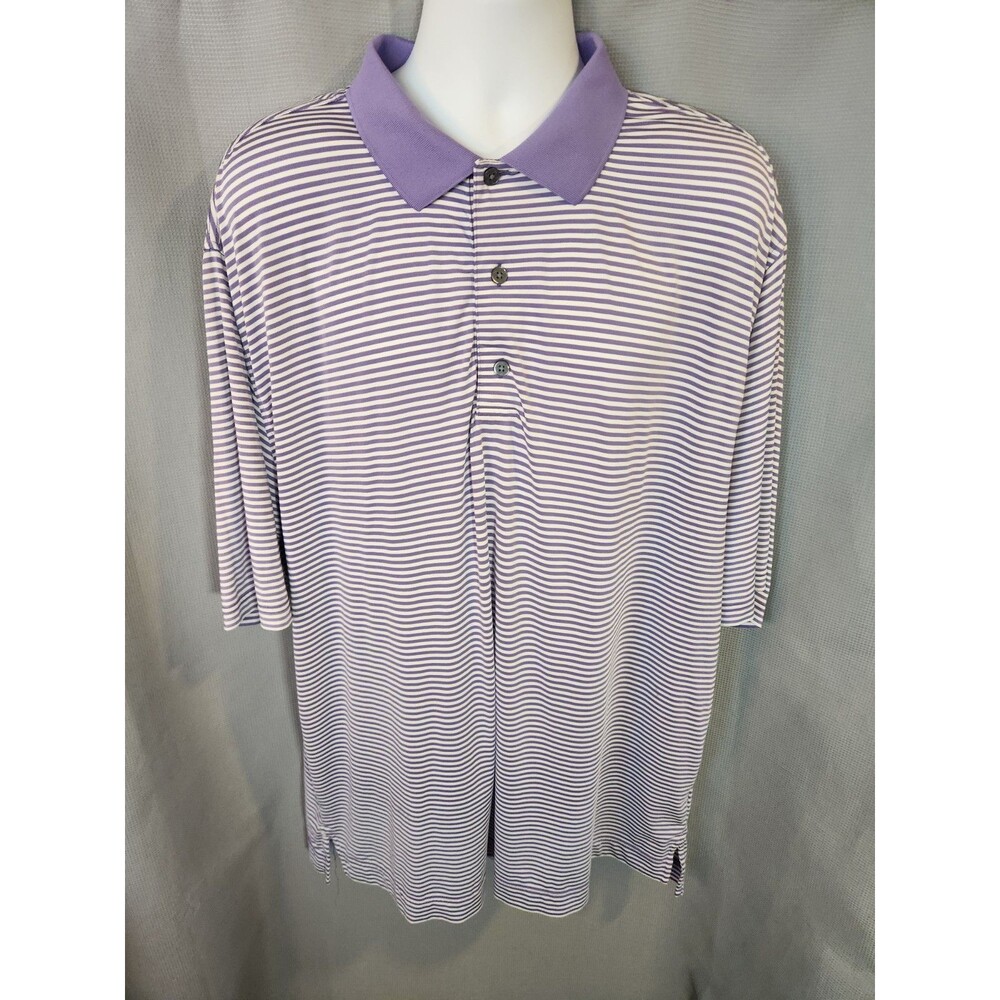 Footjoy‎ Golf Polo Men's 2XL XXL Short Sleeve  Shirt Purple White Stripe Dry Fit